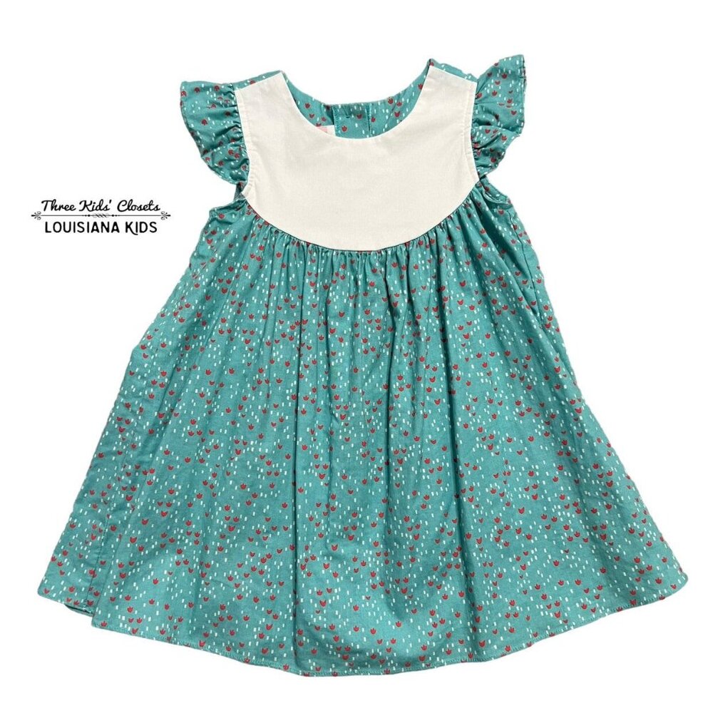 Ricrac & Ruffles 4T Turquoise Floral Dress